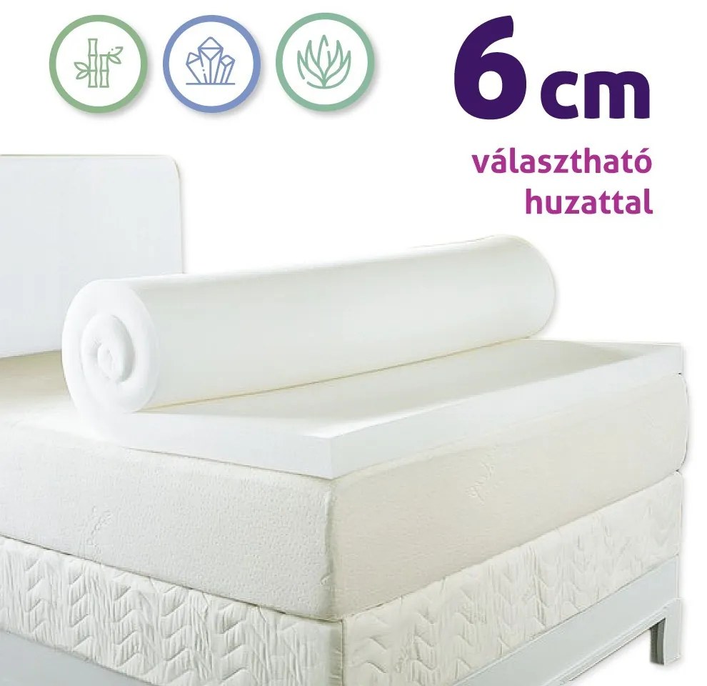 Ortho-Sleepy Memory Topper fedőmatrac 6 cm memory natúr fehér huzattal / 140x200 cm