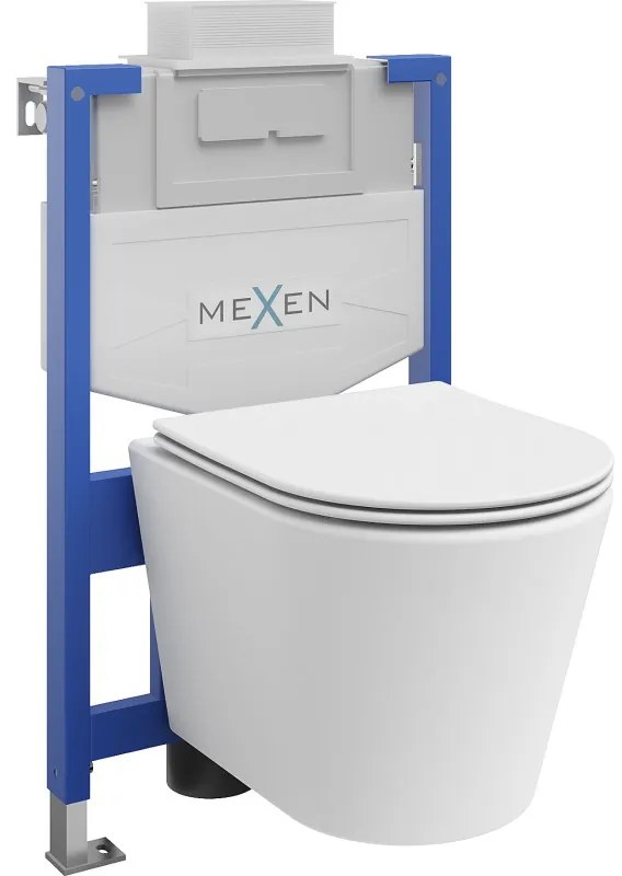 Mexen beépíthető Felix XS-U WC váz WC csészével Rico és leeresztő automatikás ülőkével, Fehér mat - 68530724001