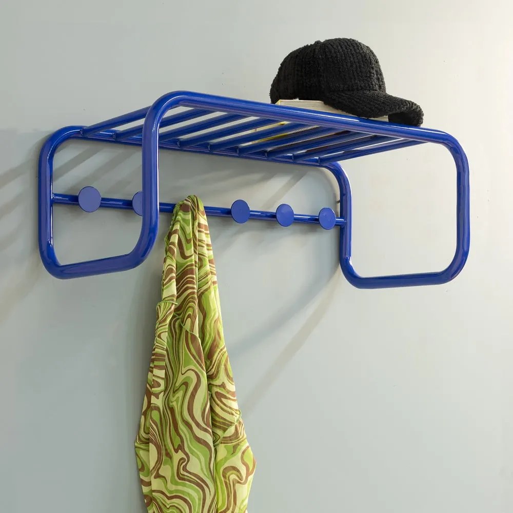 Kék fém fali fogas polccal 72 cm Retro – Spinder Design