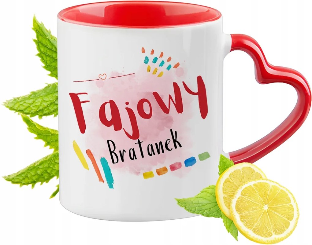 Árvácska Bögre Piros Szív Alakú Füllel Ajándék