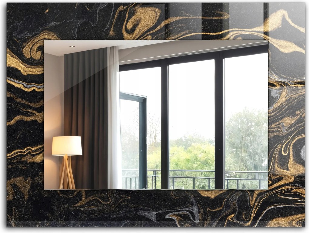 Dekoratív fali tükör nyomott mintás dekoráció 80x60 Absztrakt márvány minta