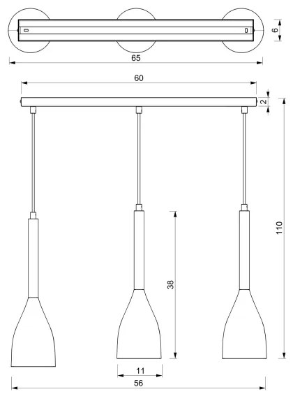 Csillár zsinóron MUZA 3xE27/60W/230V