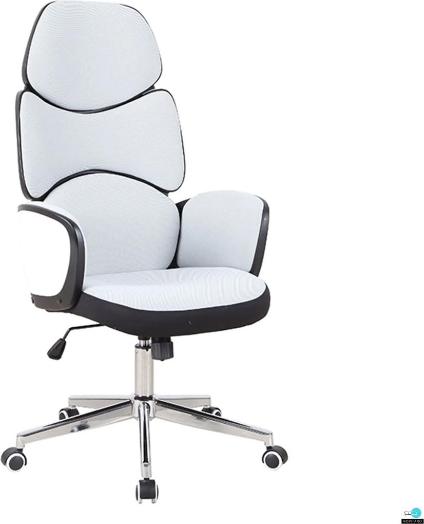 Irodai szék, szövet fehér/fekete műanyag, DELIZ