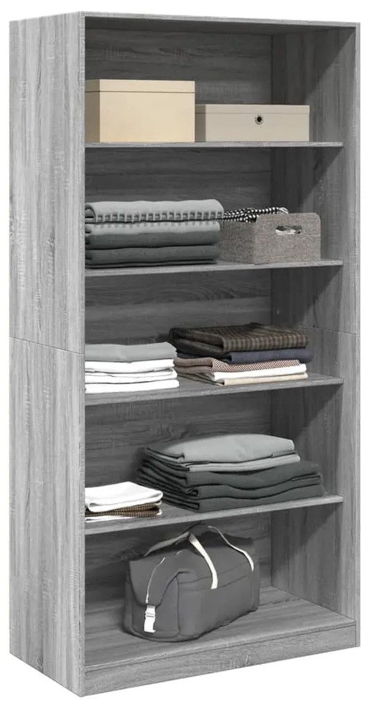 szürke sonoma színű szerelt fa ruhásszekrény 100 x 50 x 200 cm