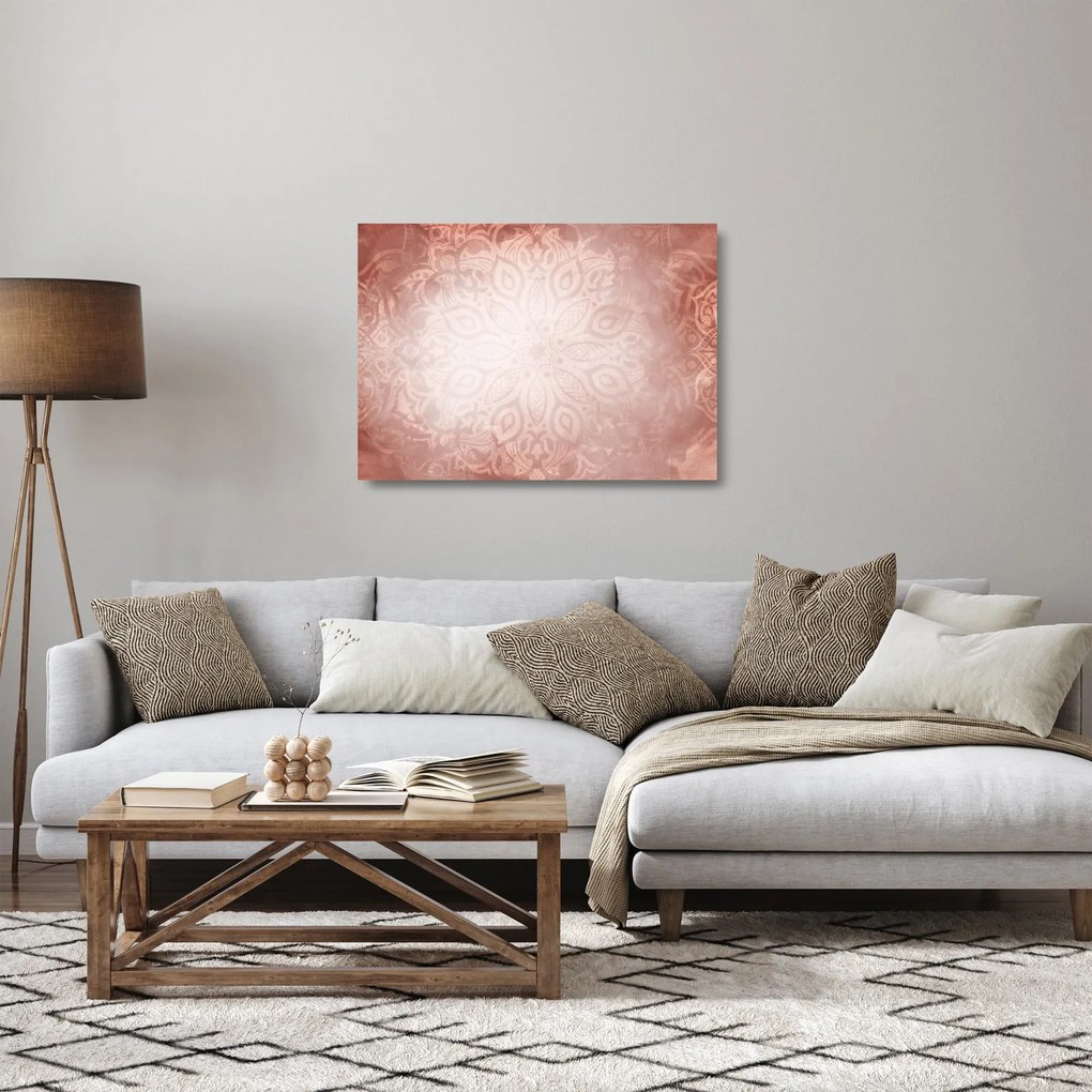 Kép - Rózsaszín mandala (üvegen) (70x50 cm)