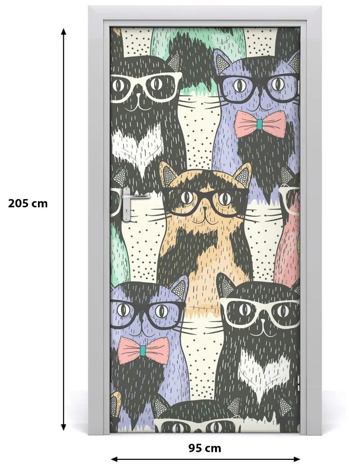 Ajtóposzter öntapadós Macskák szemüveg 85x205 cm