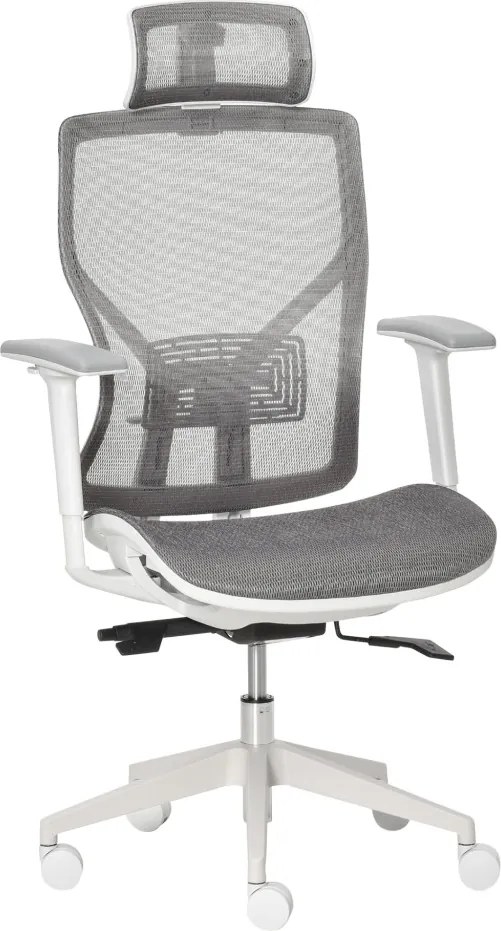 Vinsetto Ergonomikus irodai szék, derékpárna, 3D kartámaszok, ergonomikus, hálós szövet, szürke.