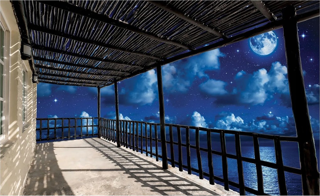 Flizelin fotótapéta Erkély Éjszaka Tenger Csillagok Relaxáció 250x175 +ragasztó