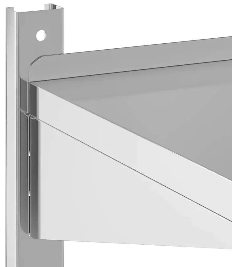 2 szintes ezüst rozsdamentes acél fali polc 100 x 30 x 60 cm