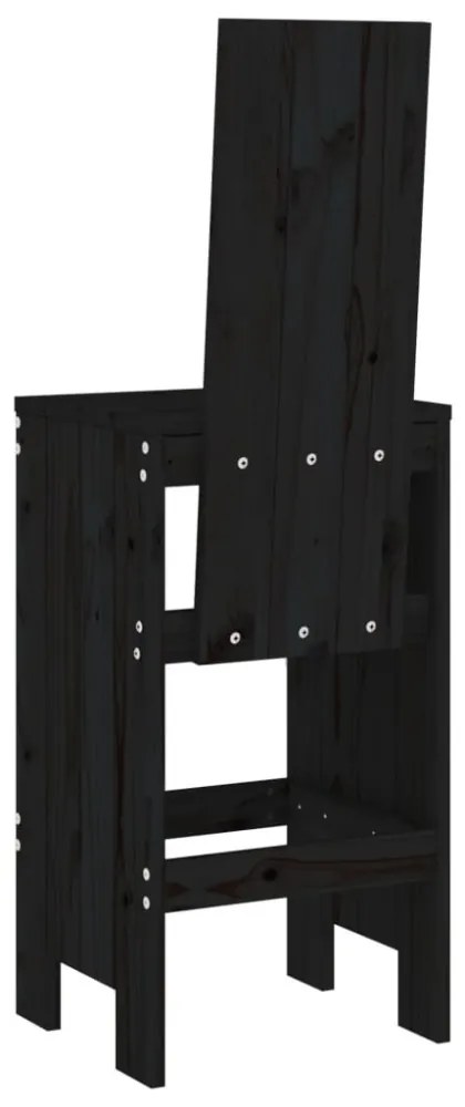 2 db fekete tömör fenyőfa bárszék 40x42x120 cm