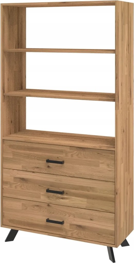 Tölgyfa könyvespolc fiókokkal 193x100x40