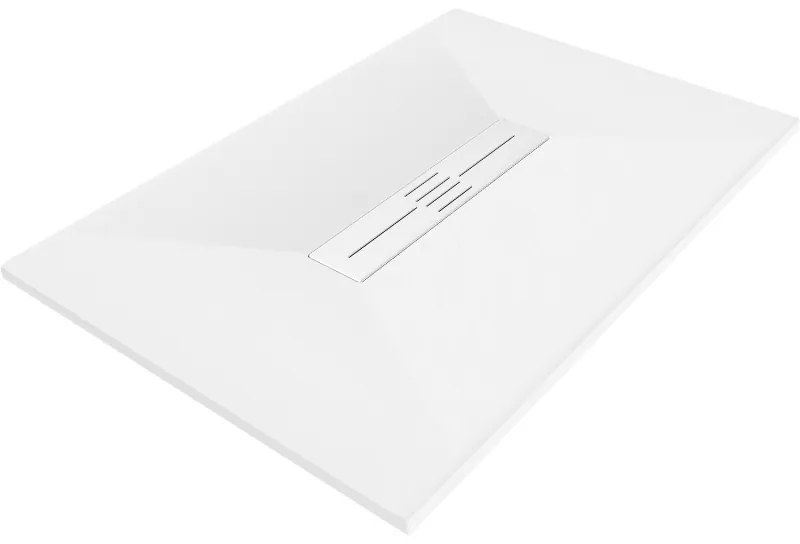 Mexen Toro, SMC téglalap alakú zuhanytálca 130 x 80 cm, fehér, fehér huzat, 43108013-W