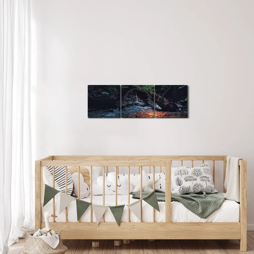Hegyi folyó képe (órával) (90x30 cm)