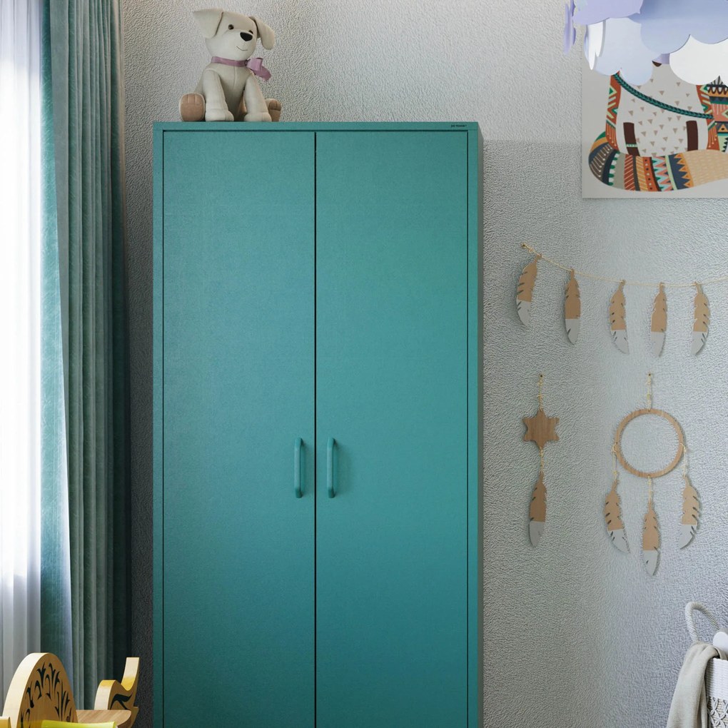Gardróbszekrény FLAVIO, 800 x 1850 x 450 mm, Modern: tengerszínű