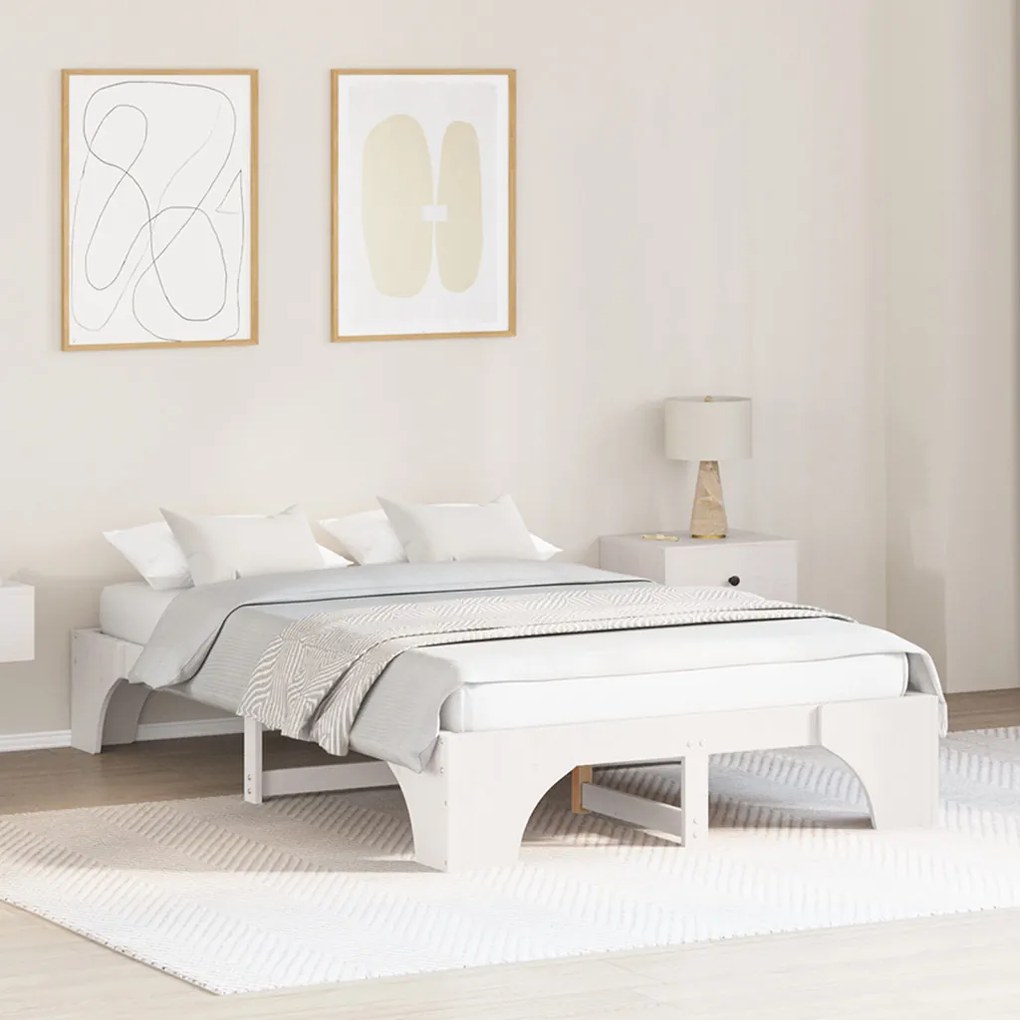 Ágykeret Fehér Fa 120 x 200 cm Tartós Ágykeret Téglalap alakú