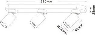 UNIVERSO Spot lámpatest 3xGU10 Max.35w IP20 Fehér 380x60x25mm