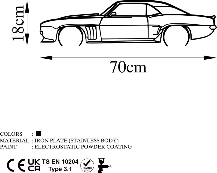 Chevrolet fém fali dekoráció, 70×18 cm – TR891TNL2363