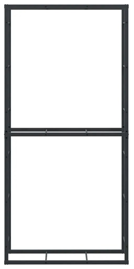 tűzifa állvány Fekete 100x30x209 cm Acél