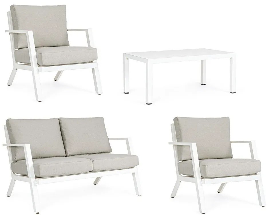 Fehér alumínium négyszemélyes kerti lounge szett Harley – Bizzotto