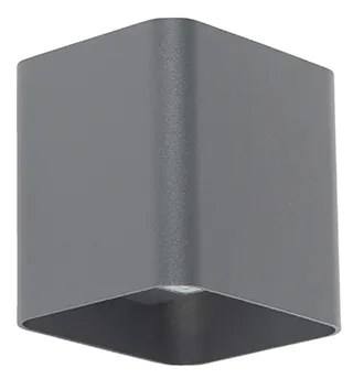 Modern fali lámpa sötétszürke LED-del IP54 négyzet alakú - Evi