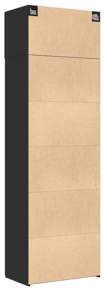 fekete szerelt fa tárolószekrény 70 x 42,5 x 225 cm