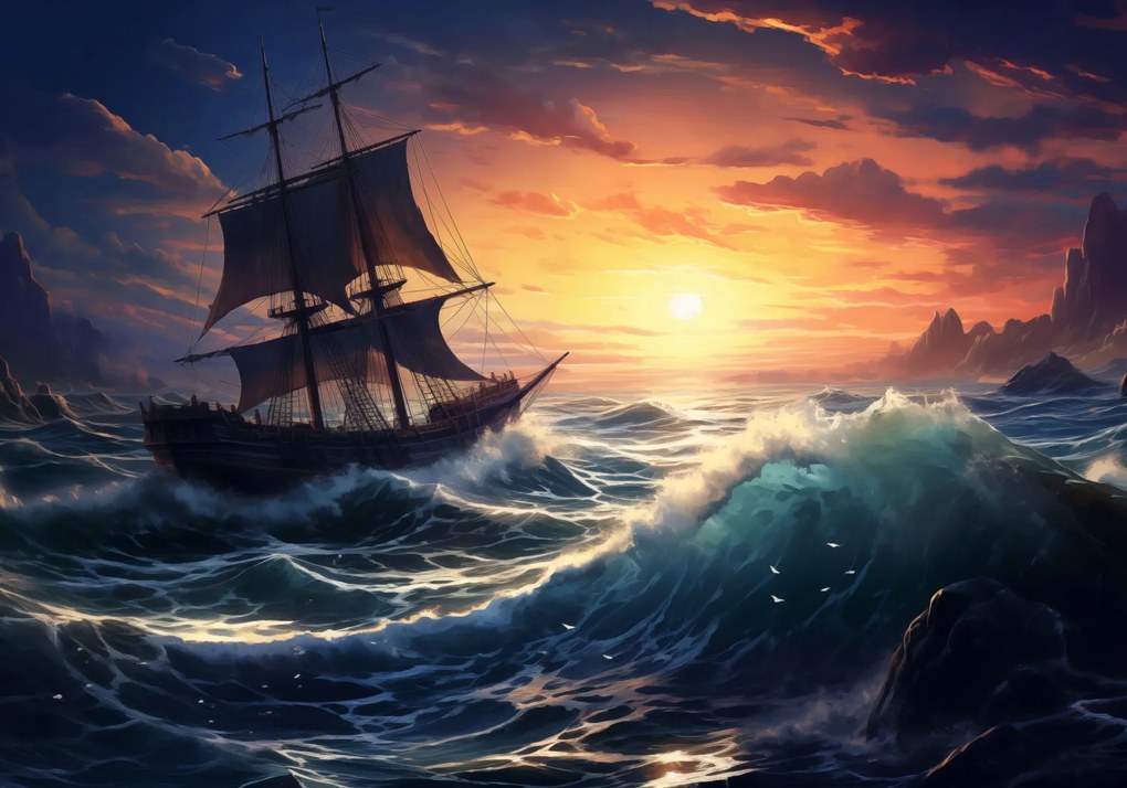 Poszter 100x70cm Az óceáni átkelés háborgó hullámai