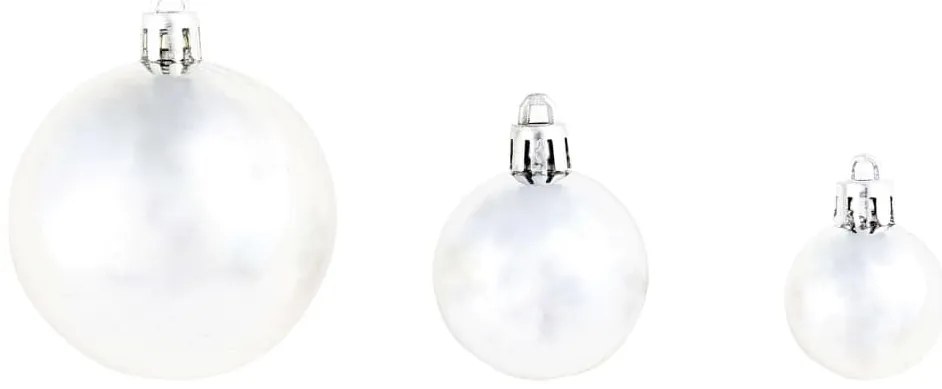 100 darabos ezüstszínű karácsonyi gömb készlet 3/4/6 cm