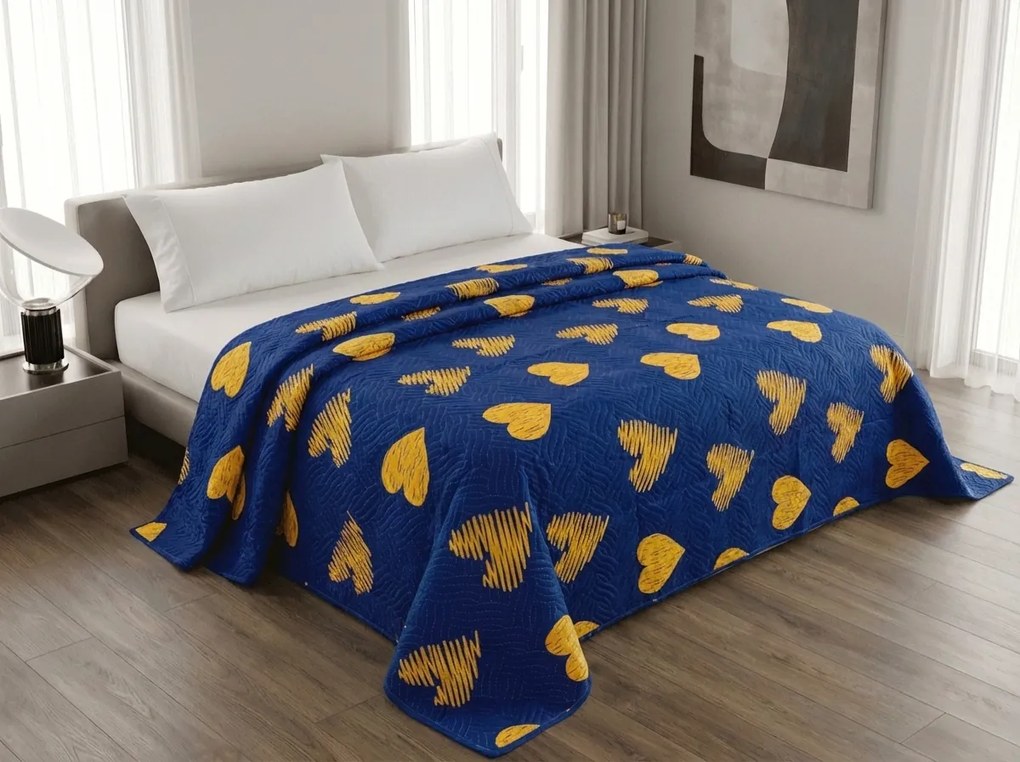 Ágytakaró GOLBINO, sötétkék Méret: 220 x 240 cm