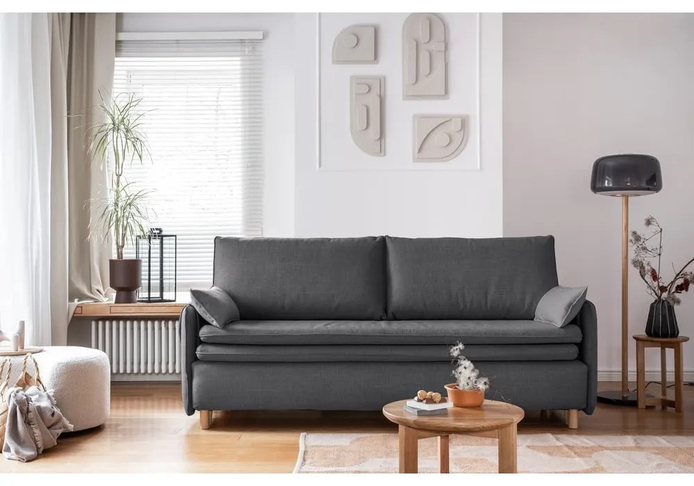 Sötétszürke kinyitható kanapé 207 cm Simon – Miuform