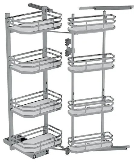 Konyhai fémrács, kamravasalat, 600mm, króm-fehér, csillapított záródás,  8 kosár SIGE, Infinity Plus 230B