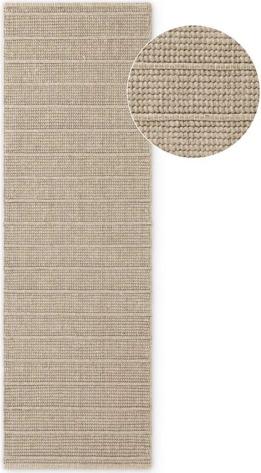 Bézs kézi szövésű gyapjú futószőnyeg 80x250 cm Camden Parker – Ted Baker