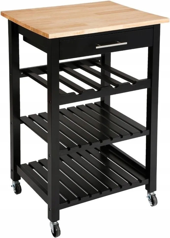 Konyhai babakocsi, többfunkciós mobil gurulós bárpult, 58 x 48 x 88 cm