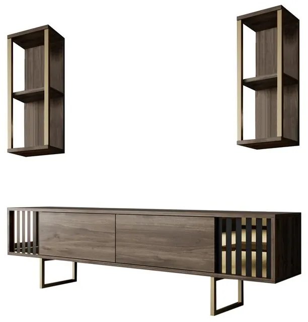 TV szekrény Gold Line - Walnut, Black