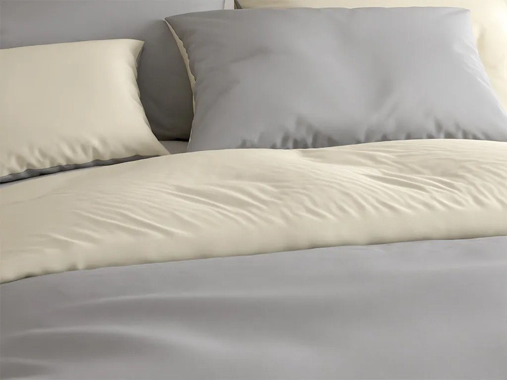 Pamut ágynemű MONOCHROMATIC krémszürke Ágyneműhuzat mérete: 70 x 90 cm | 140 x 200 cm