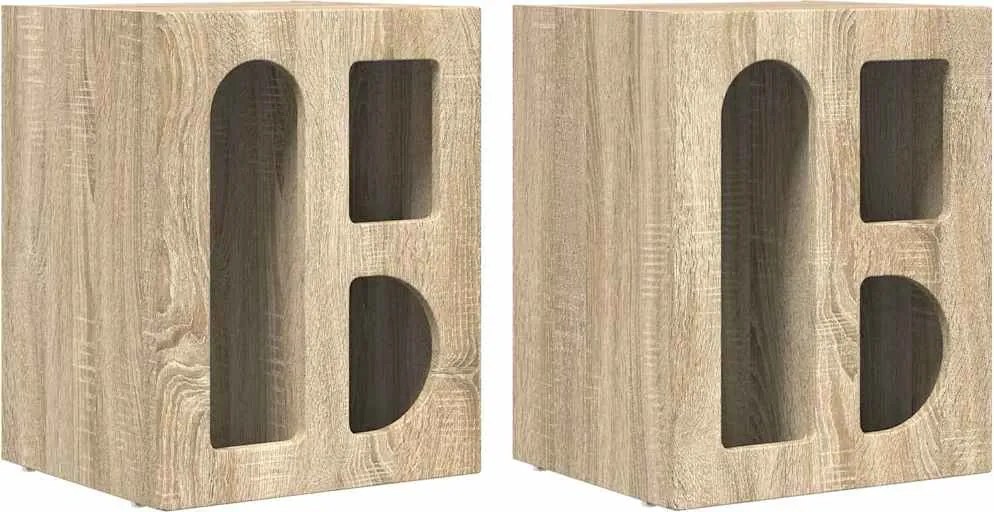 vidaXL Éjjeli asztal 2 pcs Sonoma tölgy 40 x 35 x 50 cm Faanyag