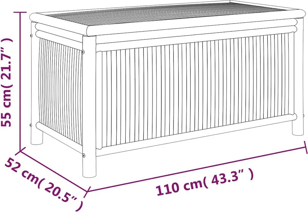 Bambusz Kerti Tárolóláda 110 X 52 X 55 Cm