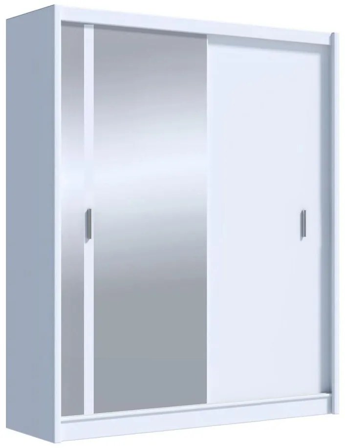 SABRINA gardróbszekrény tükörrel, 180x215 cm, fehér