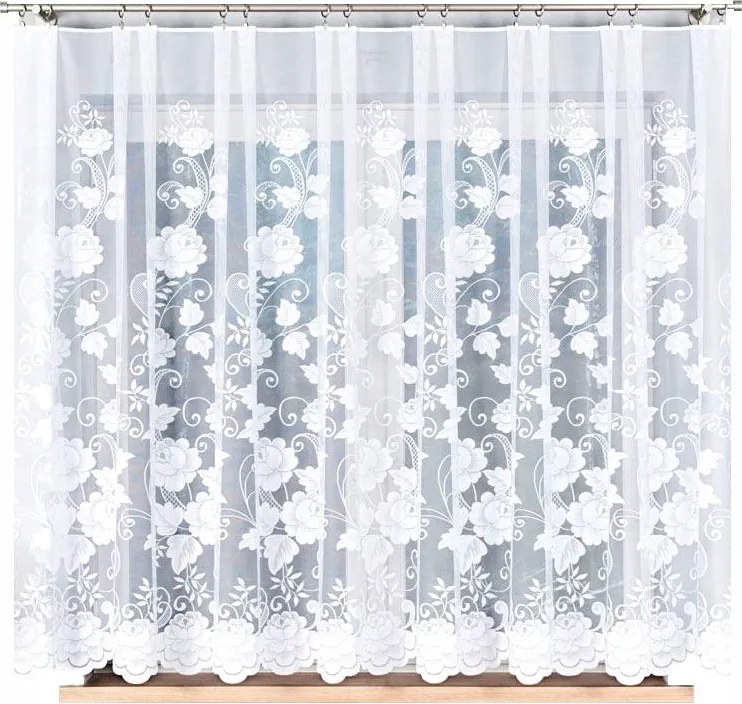 Jacquard függöny mintás 023006 , magasság 160cm, fehér színben (méterenként)