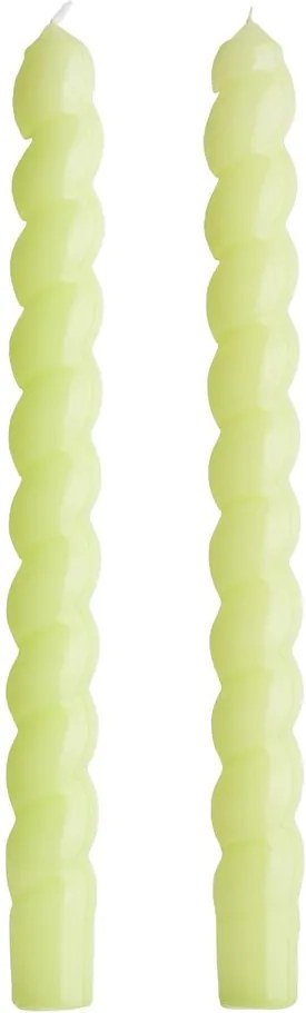 TWISTED gyertya szett 2db, fényes limezöld 25 cm