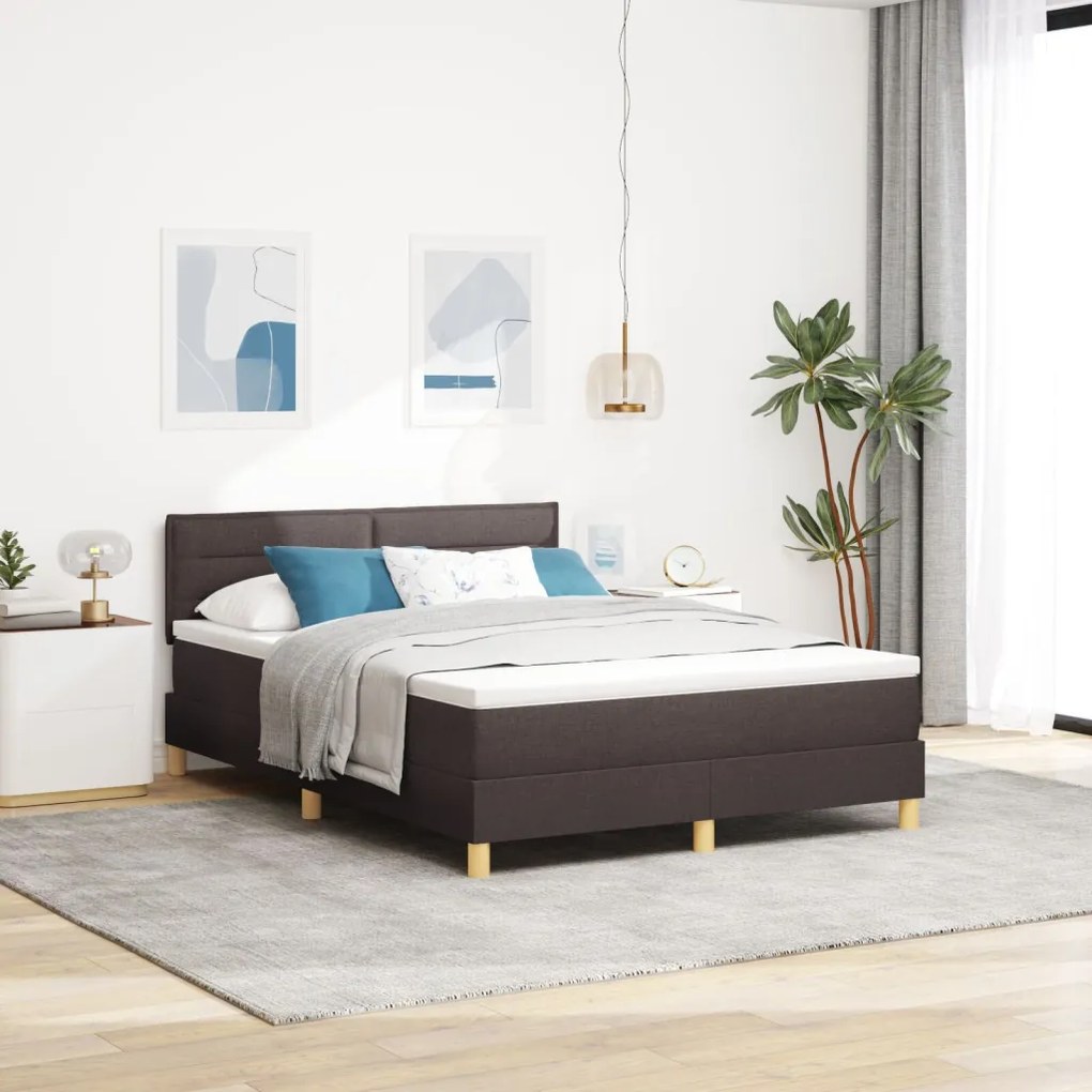 Box Spring Ágy matraccal Sötétbarna 140x200 cm Szövet