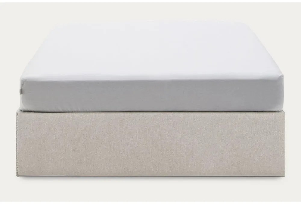 Bézs kárpitozott ágyneműtartós franciaágy 160x200 cm Matters – Kave Home