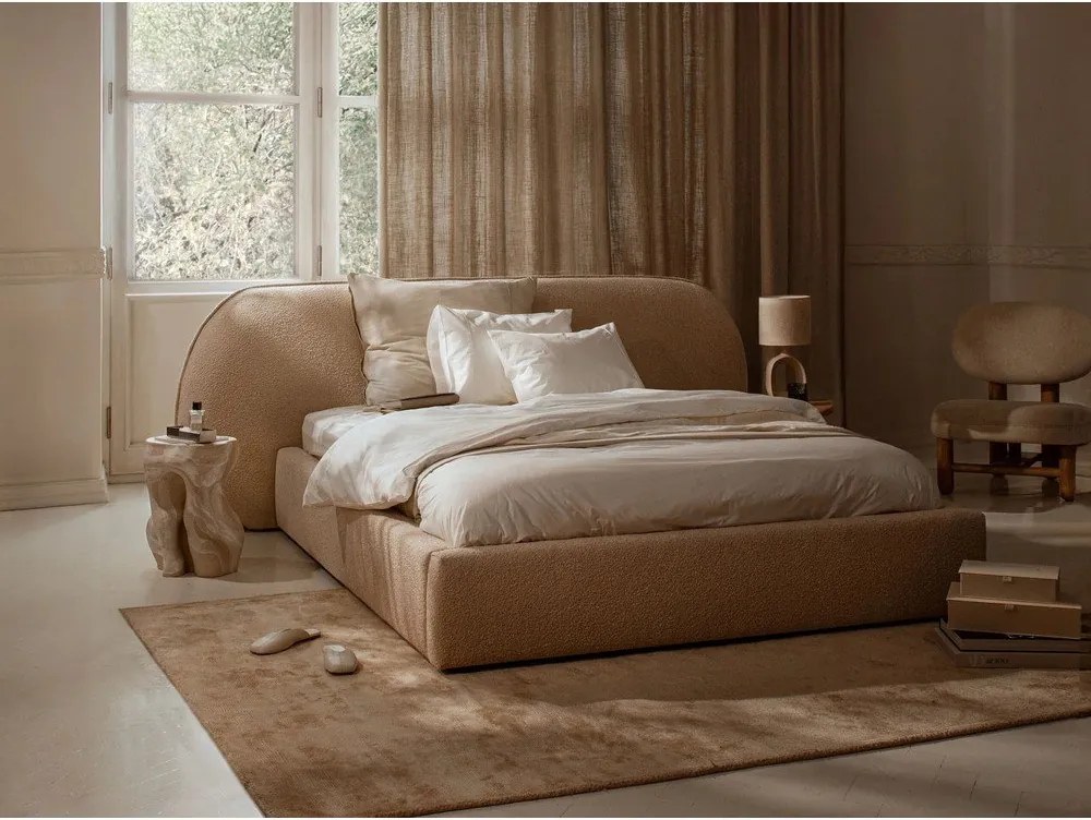 Zöld kárpitozott ágyneműtartós franciaágy ágyráccsal 180x200 cm Ovalo – Micadoni