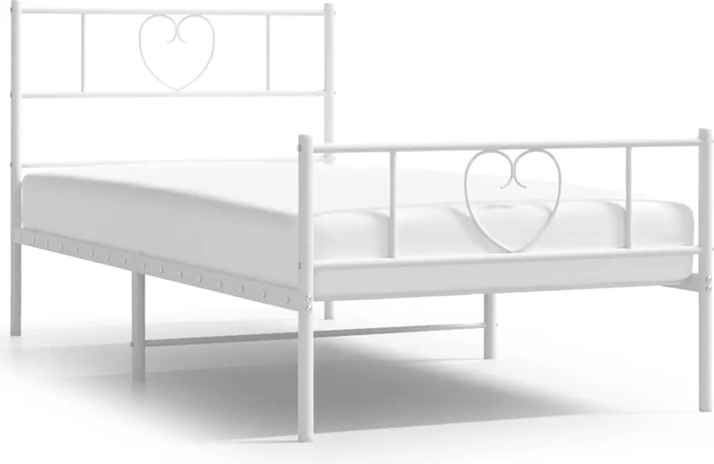vidaXL fehér fém ágykeret fej- és lábtámlával 100 x 190 cm