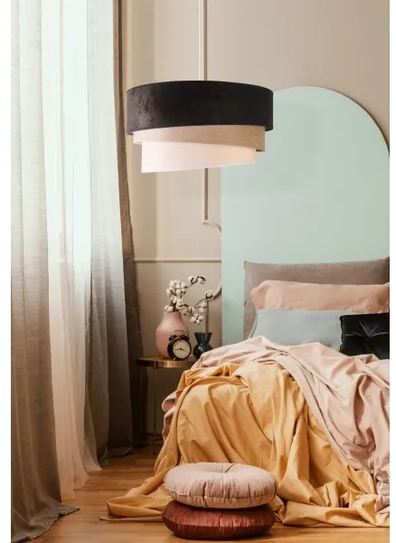 Duolla - Csillár zsinóron DEVON 1xE27/40W/230V átm. 45 cm fekete/bézs