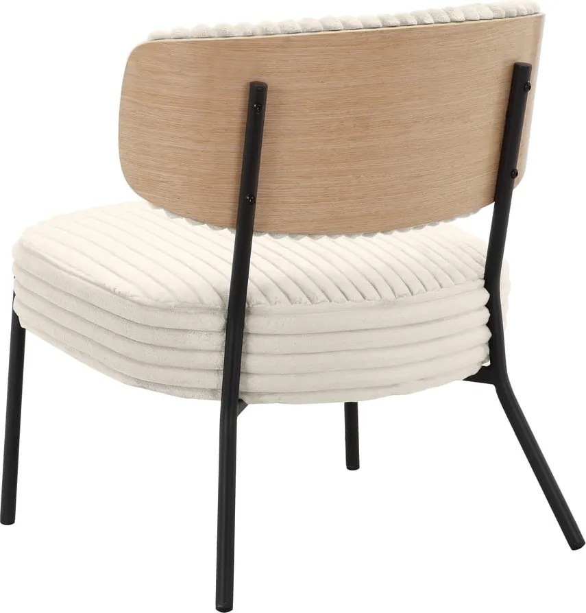 Krémszínű kordbársony fotel lábtartóval Jerry – Støraa