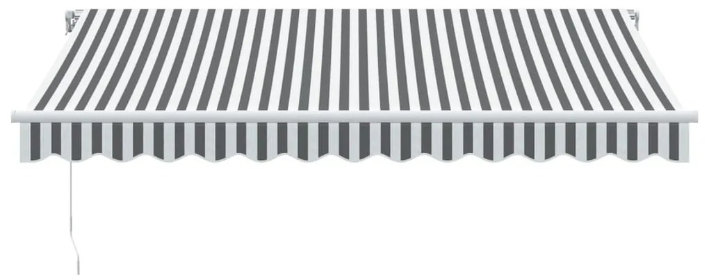 antracitszürke-fehér LED-es kézi napellenző 350 x 250 cm