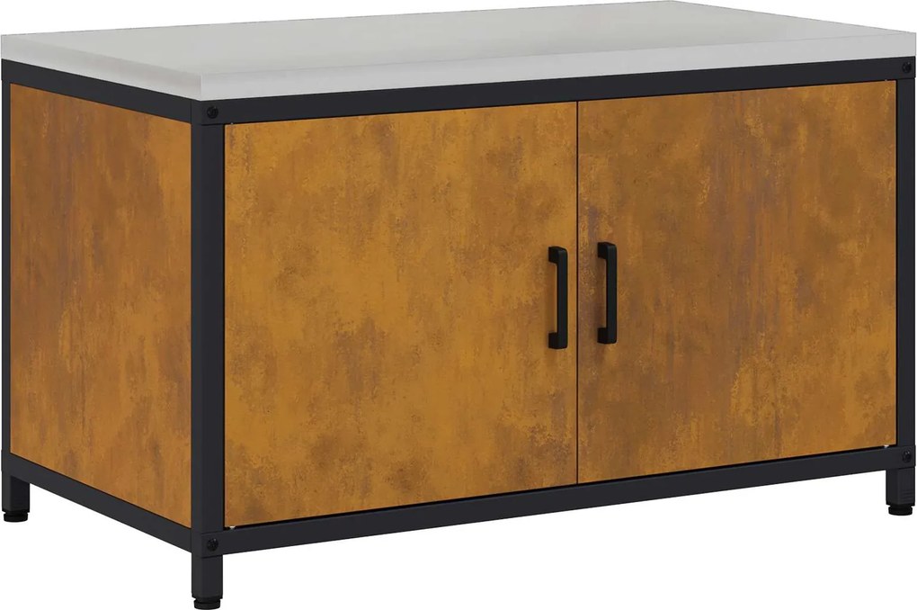 vidaXL Konyhai Tárolás polcokkal ajtóval Rozsdás 60 x 50 x 92 cm Acél