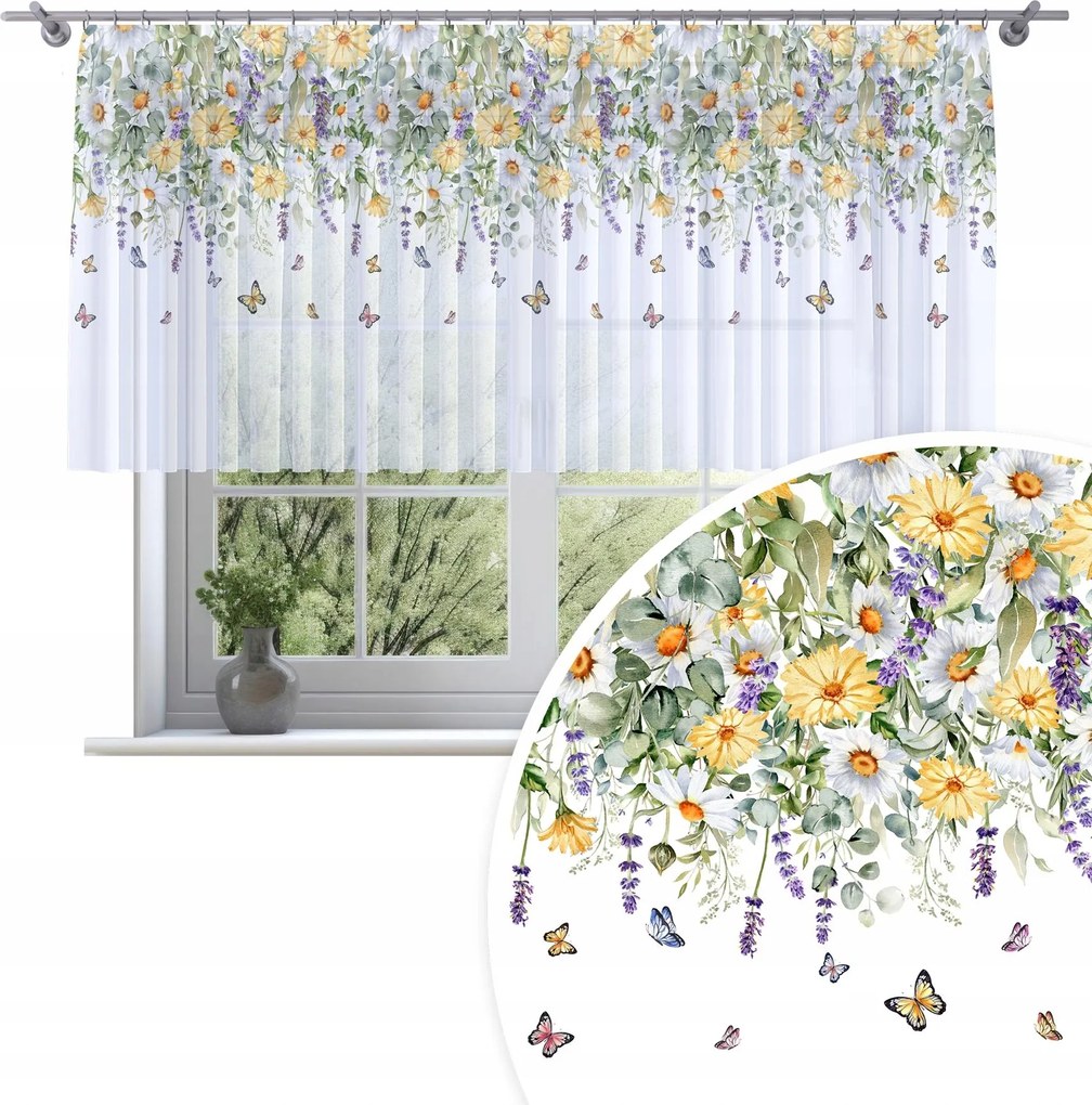 Függöny Kész Fátyol 300X120 Festett Mintás Béka Szalag Függöny 807