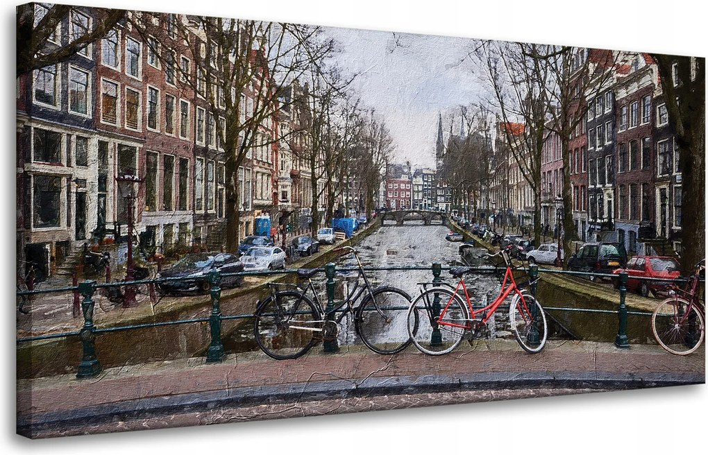 Vászonkép Kerékpárok az Amszterdam hídon 80x40 cm Ideális ajándék