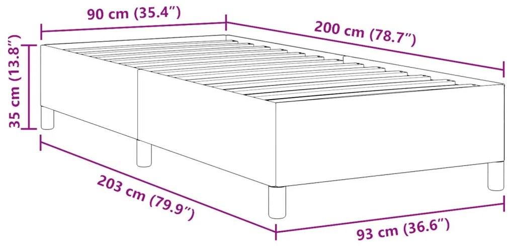 Ágykeret Sötétszürke 90x200 cm Bordás Szövet